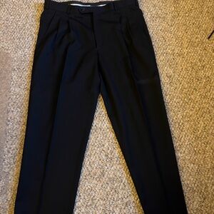 Rafael Mens Classic Fit Solid Black Flat Wool Dress Pants